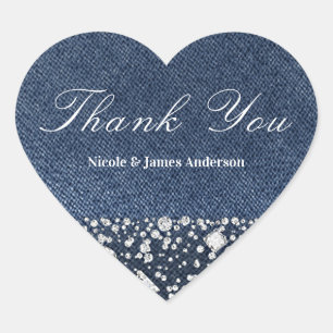 Adesivo Coração Sarja de Nimes de Jean & partido azuis do diamante