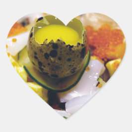 Adesivo Coração Sashimi Salmon Tuna Fish Caviar Japonês