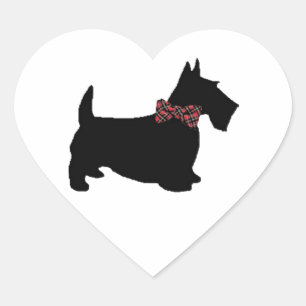 Adesivo Coração Scottie Dog em Xadrez Arco Tie