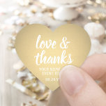 Adesivo Coração Script Elegante Simples de Folha de Folhas e Obrig<br><div class="desc">Adicione um toque personalizado aos favoritos para festas e agradeça suas notas com adesivos personalizados em forma de coração / selos de envelope. Toda a redação nesta modelo é simples de personalizar para qualquer ocasião, como casamento, chá de panela, graduação, festa de aniversário, aniversário ou aposentadoria. O design de folha...</div>