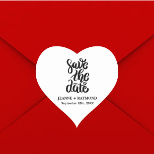 Adesivo Coração Script Simples e Elegante Save The Date Casamento