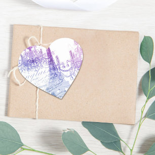 Adesivo Coração scripts a torre Eiffel roxa de Paris do candelabro