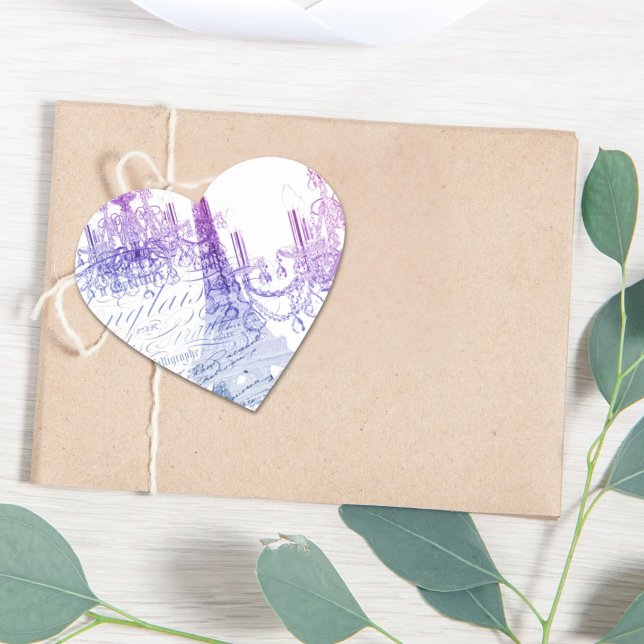 Adesivo Coração scripts chandelier paris eiffel torre púrpura (scripts purple chandelier paris eiffel tower heart sticker)