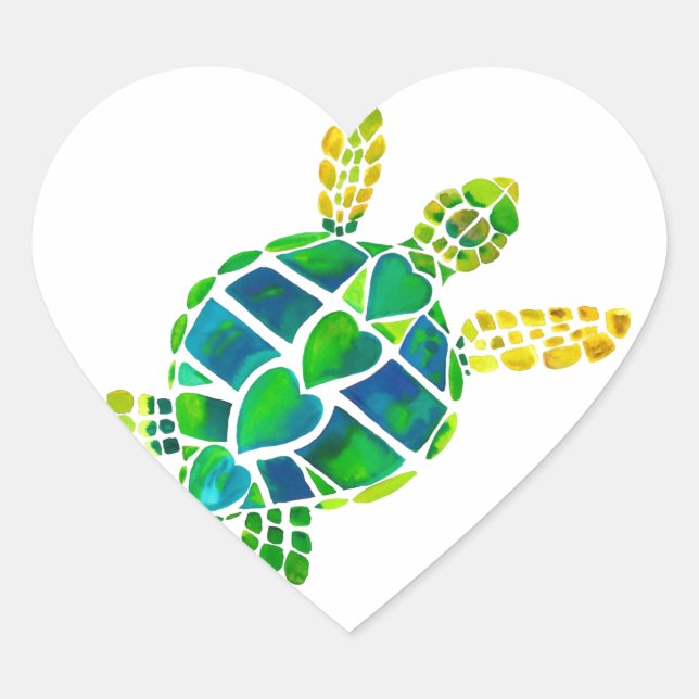 Adesivo Coração Sea Turtle Love Collection (Frente)