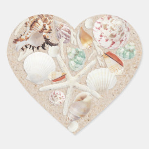 Adesivo Coração Seashells & estrela do mar no casamento de praia