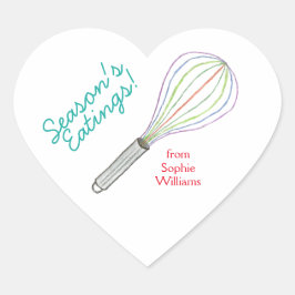 Adesivo Coração Season's Eatings cookie gift labels