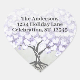 Adesivo Coração Selo de Casamento de Árvore de Folha de Coração de