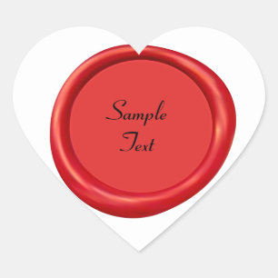 Adesivo Coração Selo de Cera Vermelha