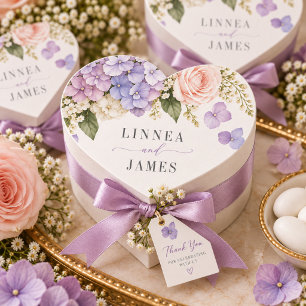 Adesivo Coração Selo de Coração de Casamento Rosa Lavanda Hortênsi