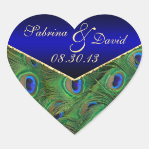 Adesivo Coração Selo de Envelope Azul Real