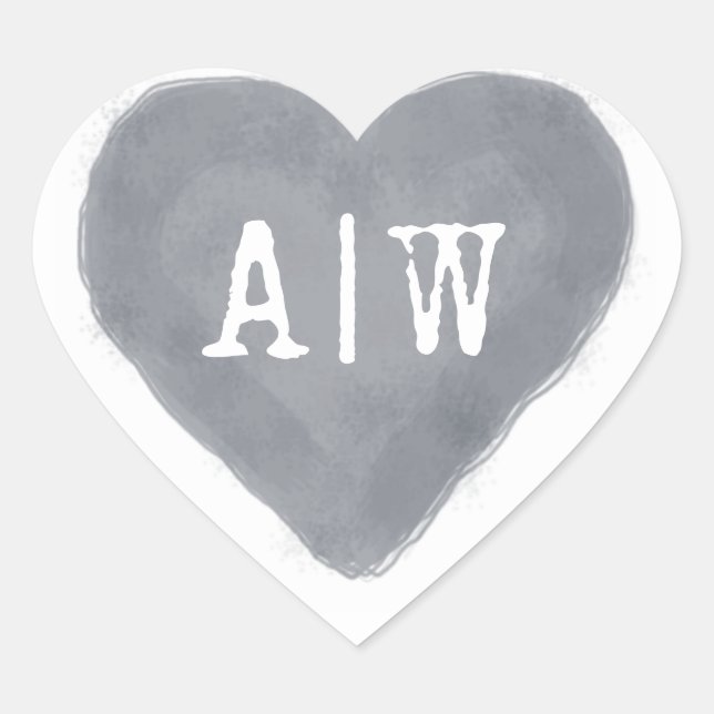 Adesivo Coração Selo de Envelope de Casamento de Monograma Azul Es (Frente)