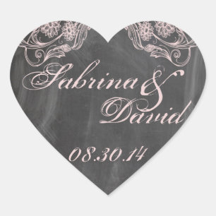 Adesivo Coração Selo de Envelope Floral Rosa Antiquado