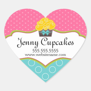 Adesivo Coração Selo lunático da caixa da padaria do cupcake