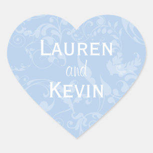 Adesivo Coração Selo Personalizado do Casamento tema damasco