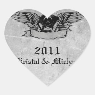 Adesivo Coração Selos de Envelope Biker Flaming