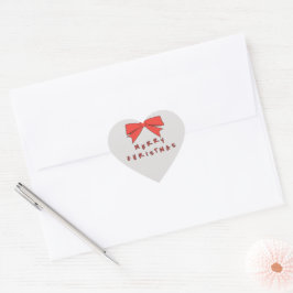 Adesivo Coração Selos de Envelope Feliz Natal com Laço Vermelho
