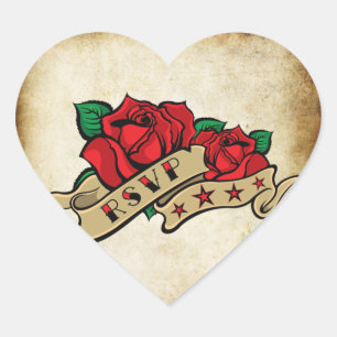Adesivo Coração Selos urbanos Rockabilly do rosa RSVP do tatuagem