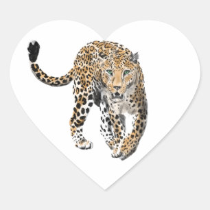 Adesivo Coração selva de leopardo-d-água pintada de verde-animal