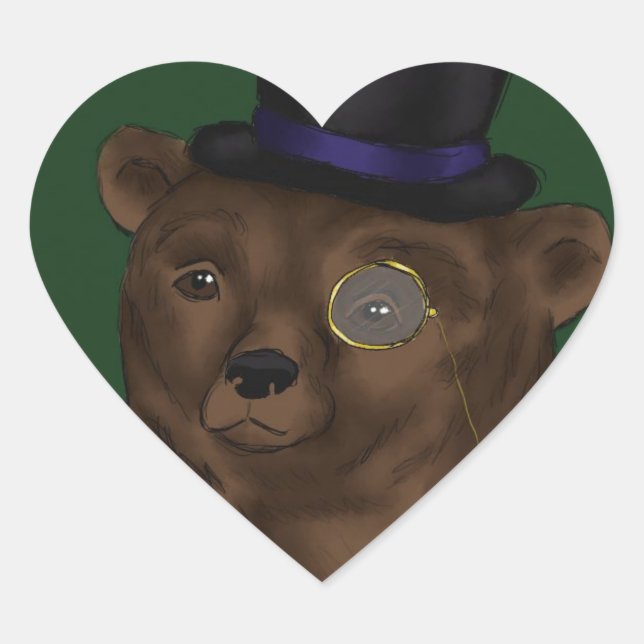 Adesivo Coração Senhor Urso Cardíaco Vinheta (Frente)