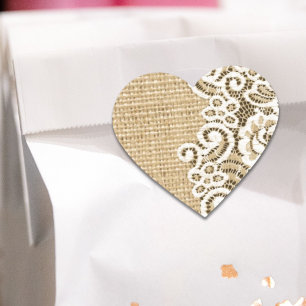 Adesivo Coração Serapilheira rústica boémia e laço do país