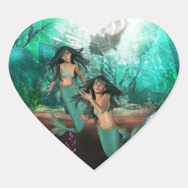 Adesivo Coração Sereia Twins Sticker (Frente)