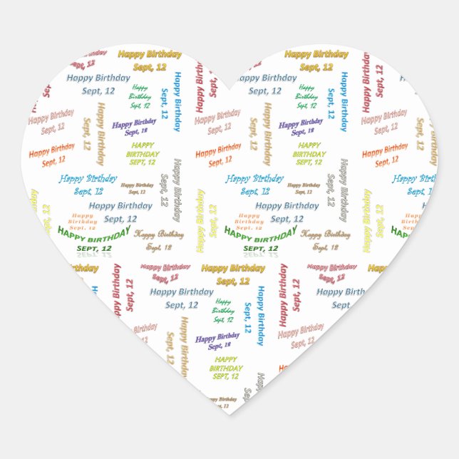 Adesivo Coração Setembro, 12 Aniversário (Frente)