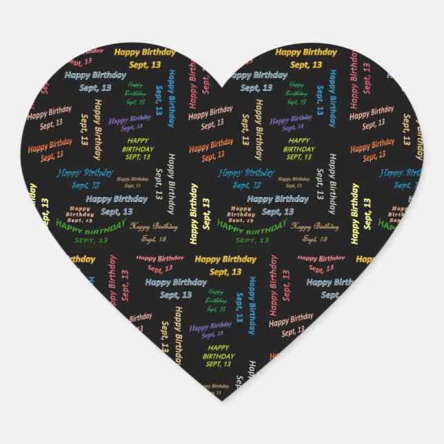 Adesivo Coração Setembro, 13 Aniversário (Frente)