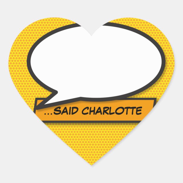 Adesivo Coração Seu Balão de Fala de Mensagem Diversão Retro Quadr (Frente)