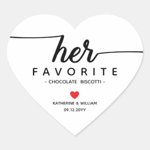 Adesivo Coração Seu favorito de Snack de Casamento Personalizado