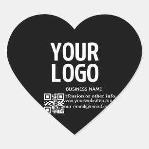 Adesivo Coração Seu logotipo com código QR e texto editáveis