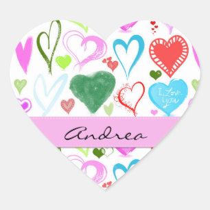 Adesivo Coração Seu Nome - Amor, Romance, Corações - Vermelho Az