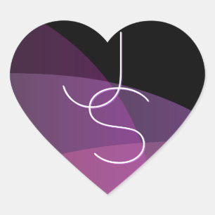 Adesivo Coração Seus roxo moderno de sobreposição das iniciais  