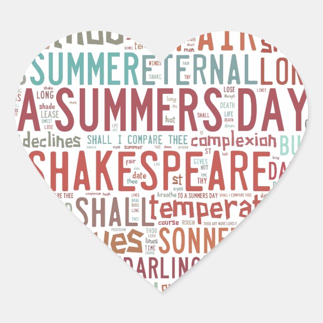 Adesivo Coração Shakespeare Sonnet 18 (Frente)