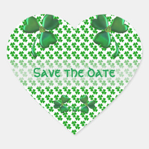 Adesivo Coração Shamrock Custom Save date Irish