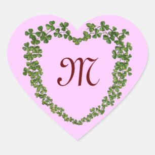 Adesivo Coração SHAMROCK HEART MONOGRAMA fuchsia rosa