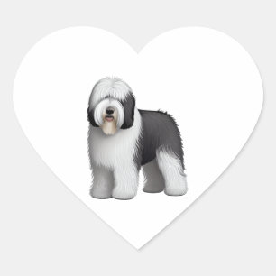 Adesivo Coração Sheepdog 10 antigo inglês