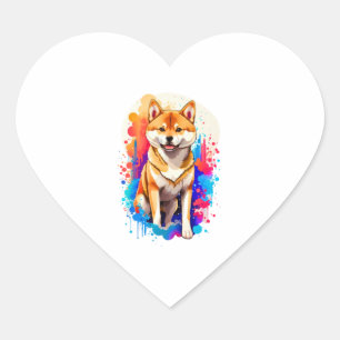 Adesivo Coração Shiba Inu Adorável