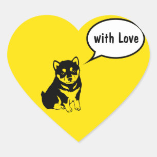 Adesivo Coração Shiba Inu - Cachorro Chinês Ano 2018
