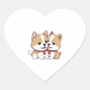 Adesivo Coração shiba inu filhote T-Shirt clássico