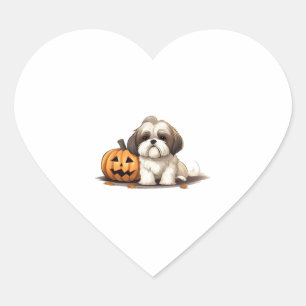 Adesivo Coração Shih Tzu no tema do Dia das Bruxas