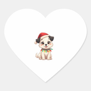 Adesivo Coração Shih Tzu Papai Noel Árvore de Natal Luzes Xmas Amo