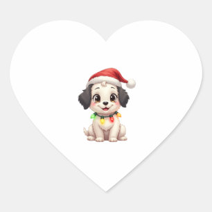 Adesivo Coração Shih Tzu Papai Noel Árvore de Natal Luzes Xmas Amo