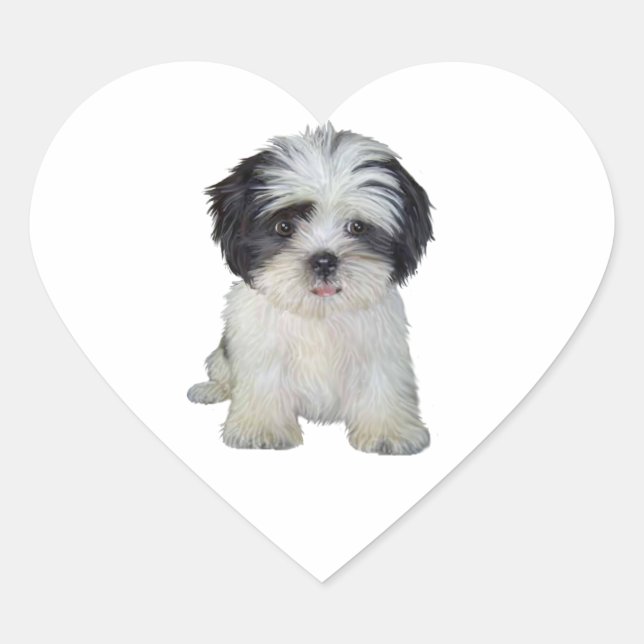 Adesivo Coração Shih Tzu (pb) - Cachorro (Frente)