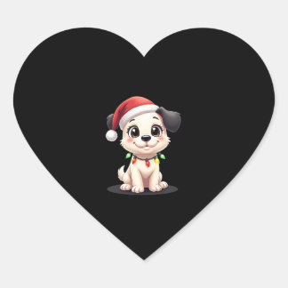 Adesivo Coração Shih Tzu Santa Christmas Tree Lights Xmas Dog Love