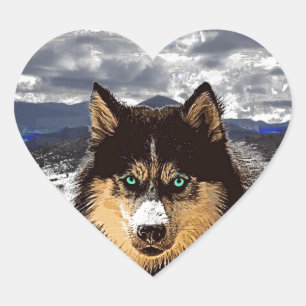 Adesivo Coração Siberian Husky Heart Sticker