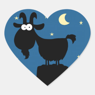 Adesivo Coração Silhueta da cabra na montanha
