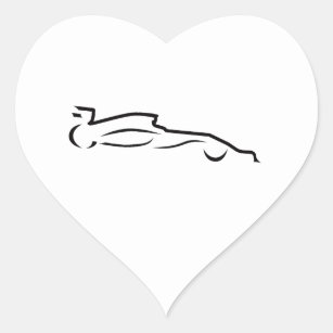 Adesivo Coração Silhueta de desenho de linha de carro de corrida