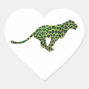 Adesivo Coração Silhueta Preta e Verde-Leopardo