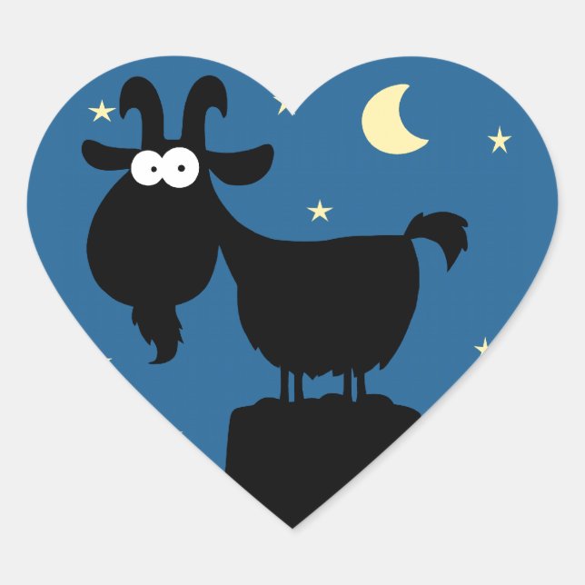 Adesivo Coração Silhuette of Goat on Mountain (Frente)