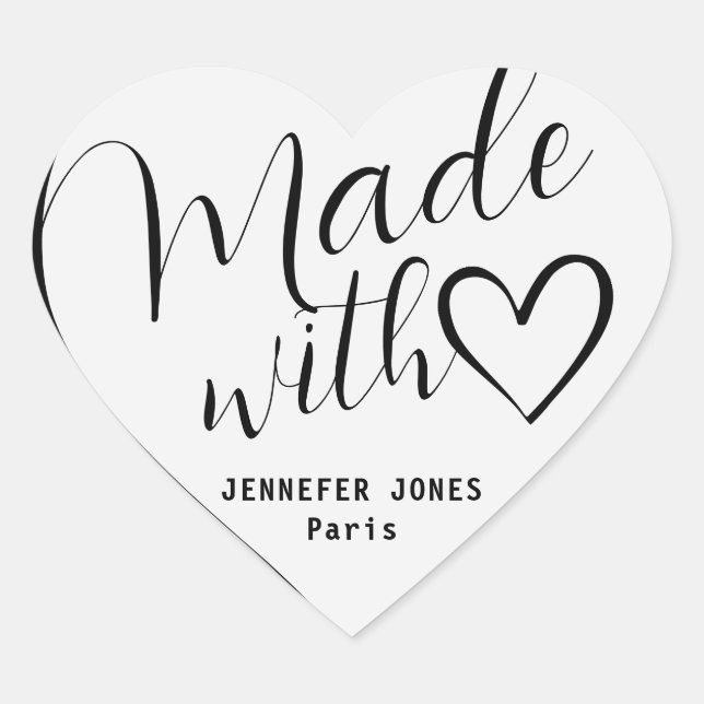 Adesivo Coração Silver Ombre Feita com Alojamento Caligráfico (Frente)